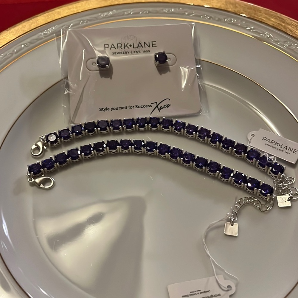 Purple Parklane Impression Bracelets and one matching stud Earring Set